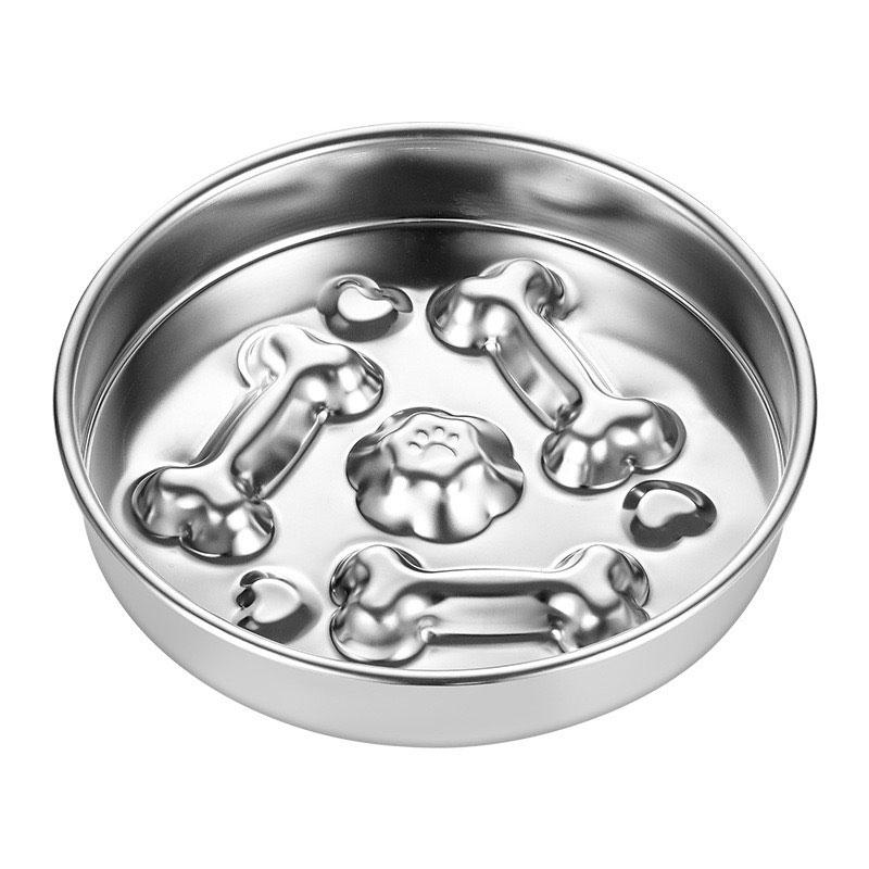 Food‑Grade 304 Stainless Steel Pet Bowl, Anti‑Slip Anti‑Tip Large‑Capacity Slow Feeder Bowl for Dogs & Cats Daily Feeding