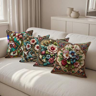 Colorful Floral Pillowcases for SofaSuitable for Sofa Car Bedroom Decorative Cushion Cover Pillow Cover