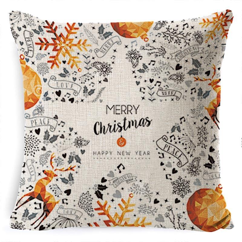 Pillow Cushion Cover Linen Santa Claus Pillow Cover Linen Material