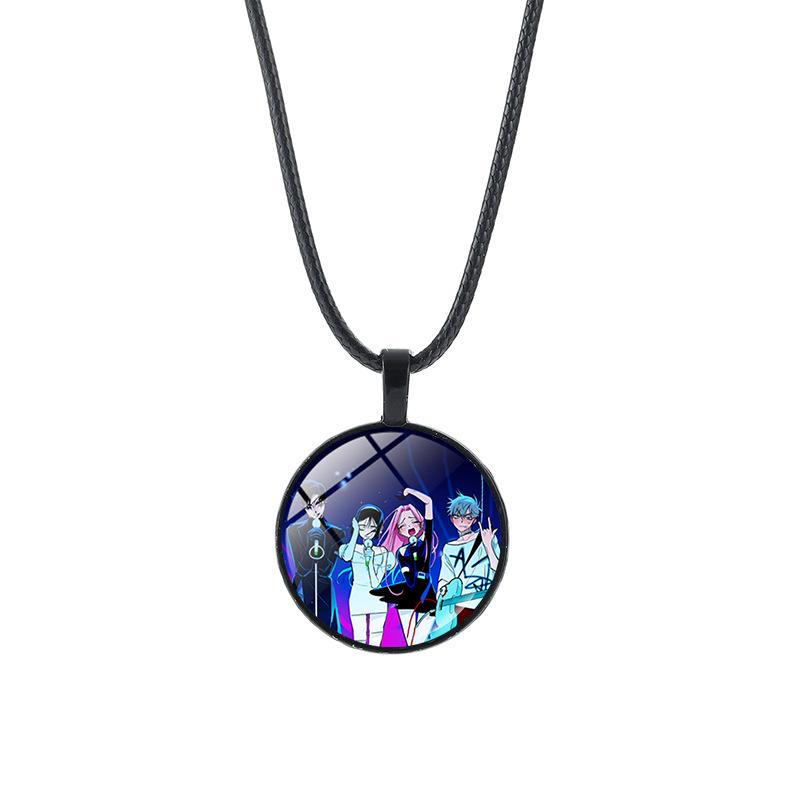 Alien Stage Anime Pendant Necklace with Time Gem on Black Rope Chain