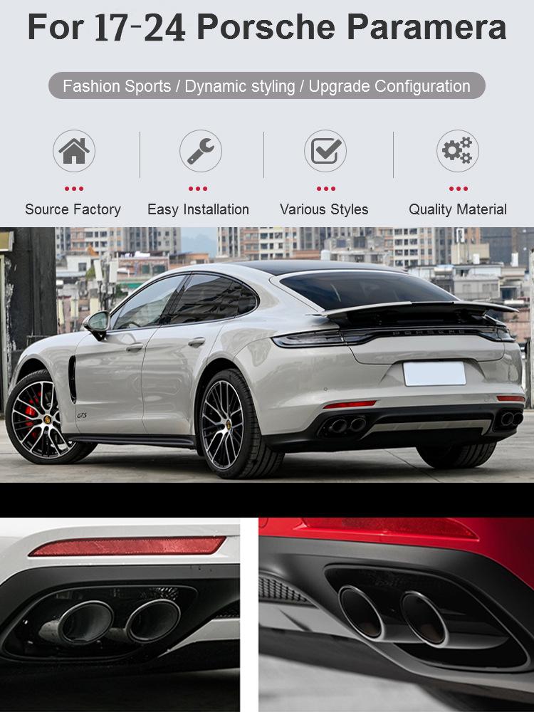 Compatible with Porsche Panamera 971 GTS Four-Outlet Tailpipe, Three-Layer Black Exhaust