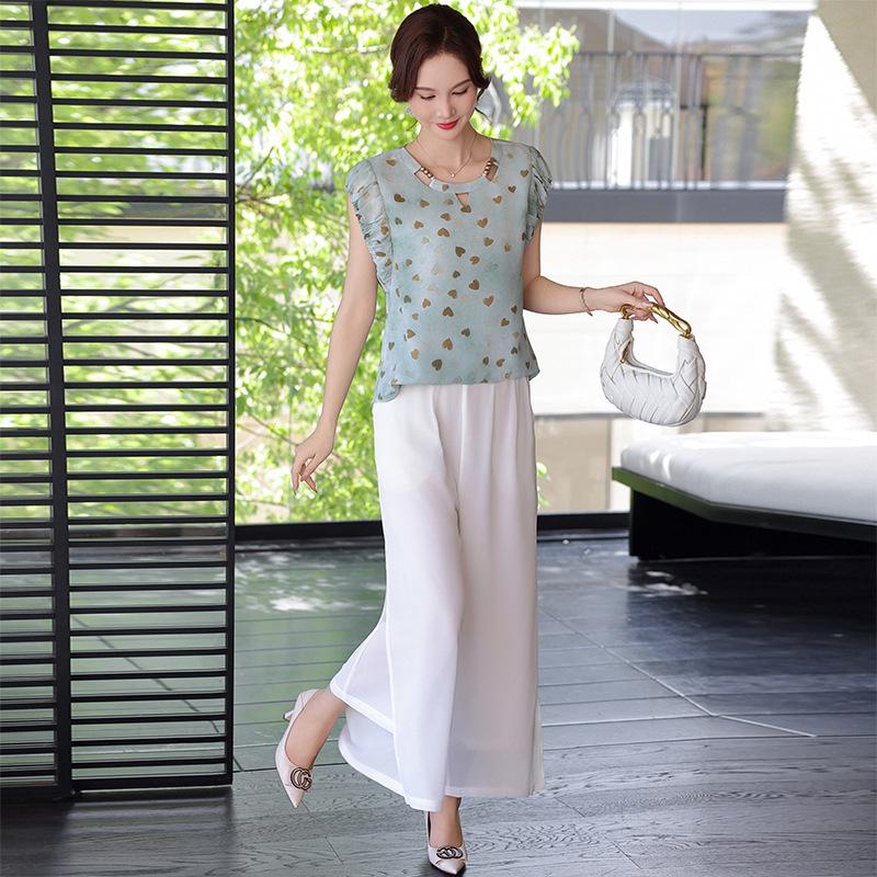 

Elegant Summer Chiffon Two-Piece Set for Middle-Aged Women 4XL [135-145 jin]