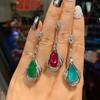Cross Border S925 Silver Needle Paraibal Emerald Red Corundum Earrings Fashion