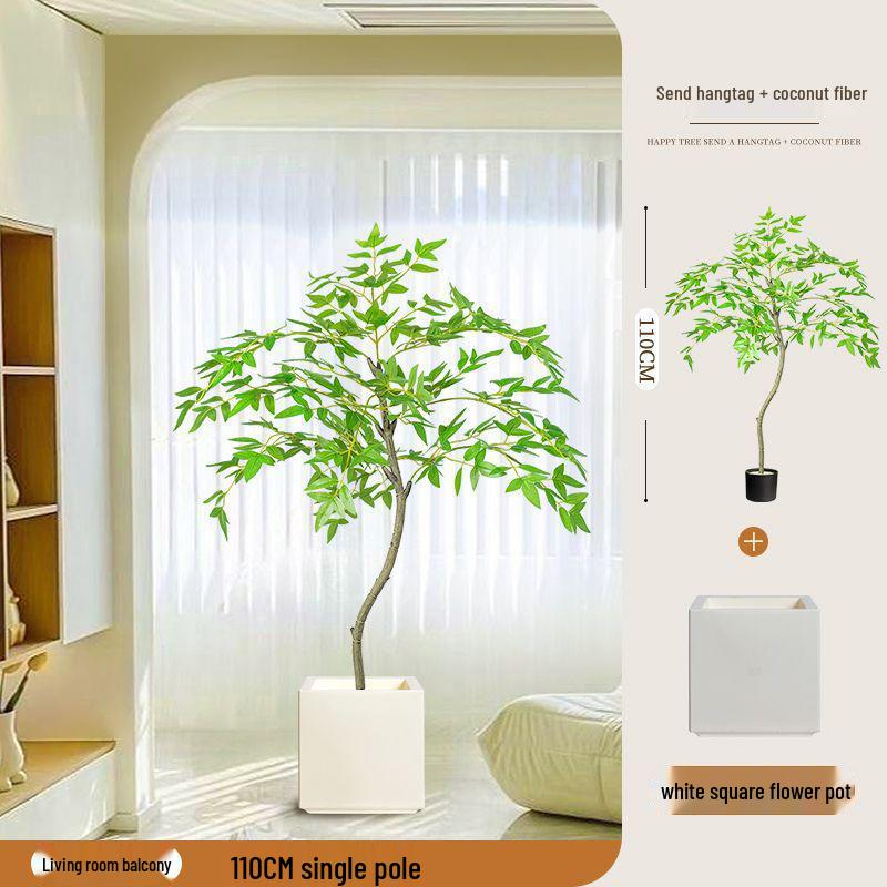 High-End Nandina Domestica Floor-Standing Faux Green Plant for Indoor Decoration