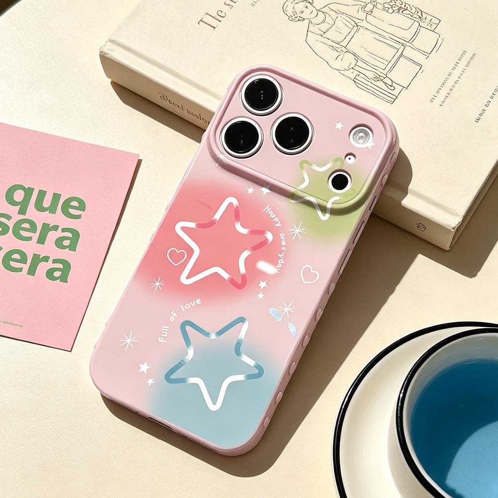 Geleidelijke verandering pentagram voor Apple 16/17PM valbestendige nieuwe 17/16PRO creatieve iPhone15 mobiele telefoonhoes