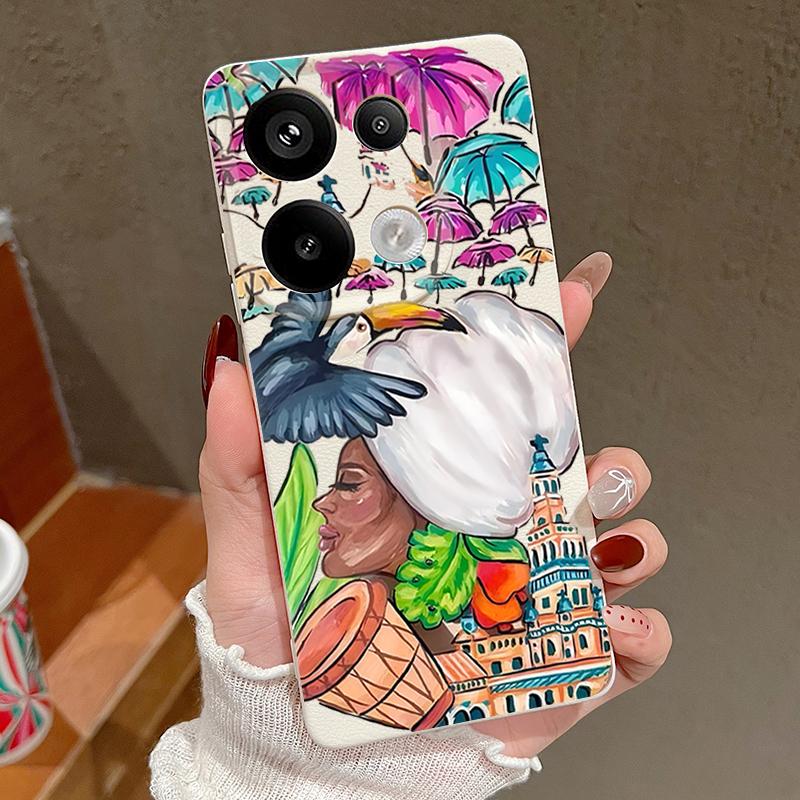 Tropical-style Toucan Pattern Case Xiaomi 14T 13T 11T Pro Leather Texture Silicone Cover Funda For Redmi Note 14 13 Pro 4G 5G 12 11