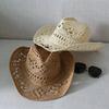 Modischer Neuer Böhmischer Stroh Western Cowboyhut Für Damen, Klassischer Retro Hohl Unisex Lockiger Breiter Rand-Sonnenhut Für Herren, Fis