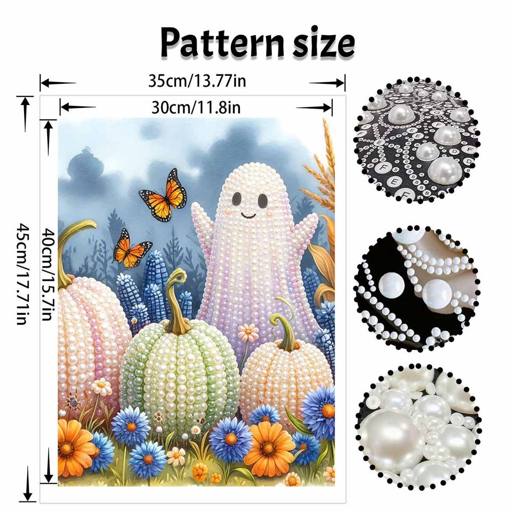 Halloween pearl painting art full pearl handmade diy home decorations ghost pumpkin butterfly flower garden craft kit wall decor