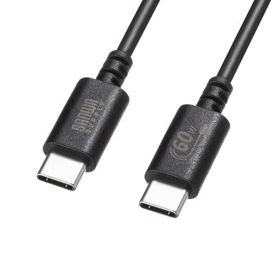 SANWA SUPPLY USB-Kabel 2.0 Typ-C (PD60W, 0,5m, Schwarz) KU-CCP6005BK