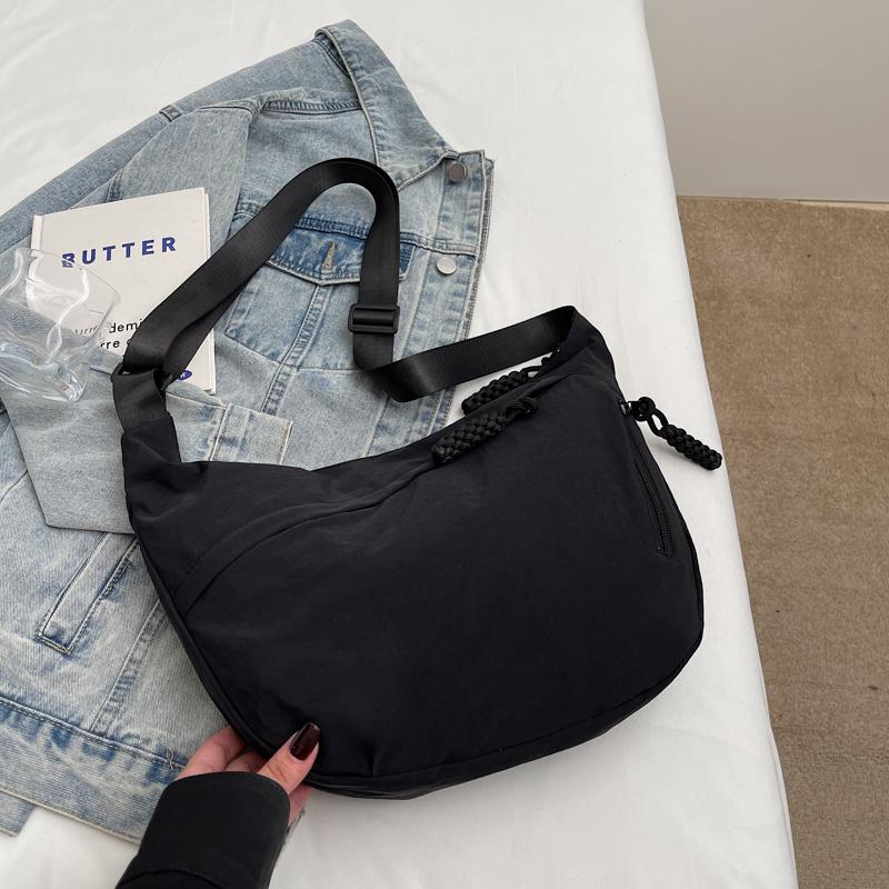 Hobo Bag Women's Crossbody Bag Large Capacity Shoulder Bag Solid Color Sports Bag