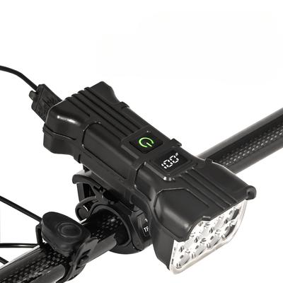 Neues Fahrradhupenlicht, 12 LEDs, hohe Helligkeit, Mountainbike-Warnlicht mit Digitalanzeige und USB-Frontlicht mit großer Kapazität