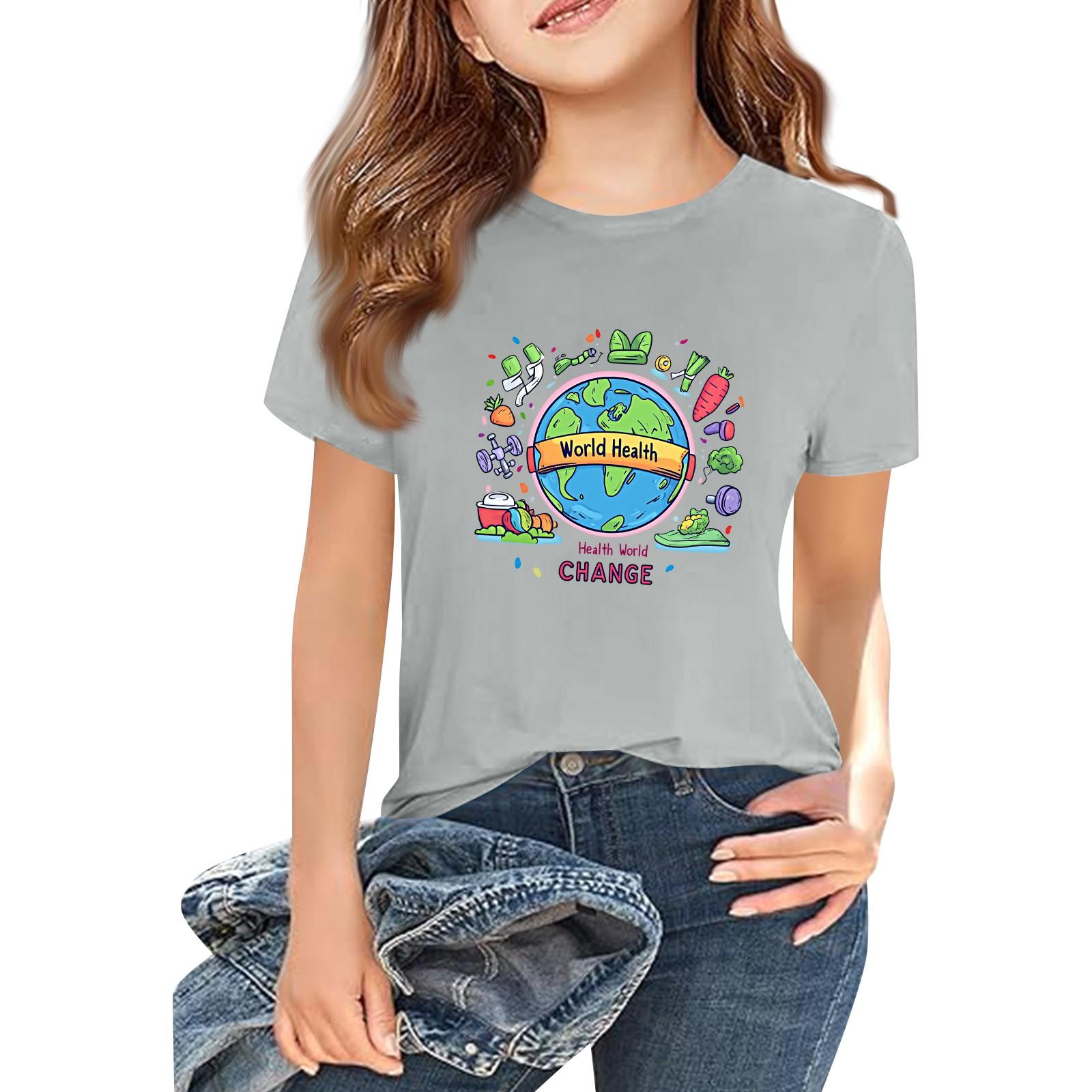 

Детская модная повседневная футболка с коротким рукавом и круглым вырезом с принтом 140