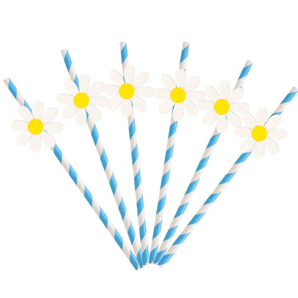 20pcs Eco Friendly Disposable Straws Paper Drinking Straw Party Supplies Daisy Straws  Wedding