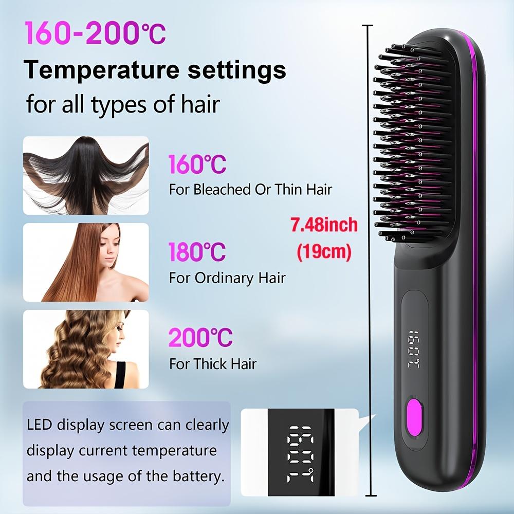 Portable Wireless Hair Straightener USB Rechargeable Fast Heating 3-Speed Temperature Control And Anti-Scalding