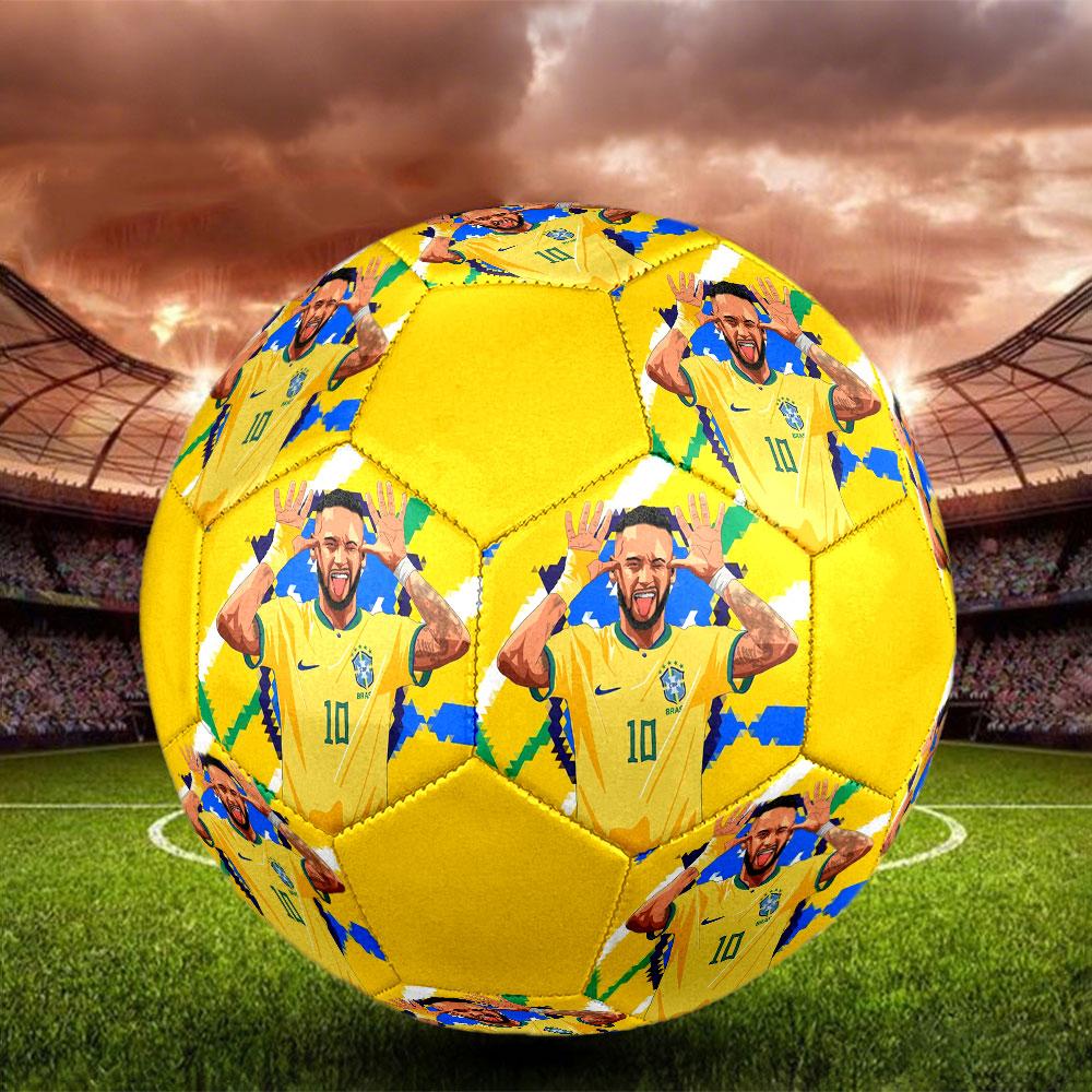 1PC Neymar Record Breaker Size 5 Soccer Ball PrahaIndoor Soccer Ball Colorful All Ages Machine Stitched PVC Competition Ready Durable High-Bounce