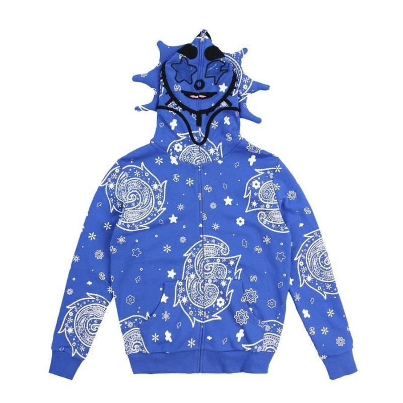 Men Casual Long Sleeve Flame Print Hoodie Pullover Streetwear Hip Hop Graphic Sweatshirt