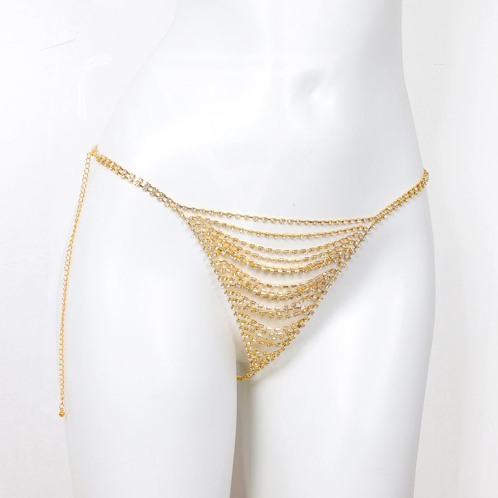 Lanț de corp cu ciucuri complet cu diamante pentru femei Lanț tanga cu strasuri Stil european Accesoriu de corp pentru club de noapte Plajă