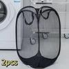 Folding Dirty Laundry Sorting Basket Washing Frame Bathroom Cloth Mesh Storage Bag Frame Bucket Laundry Organizers Storage Pouch