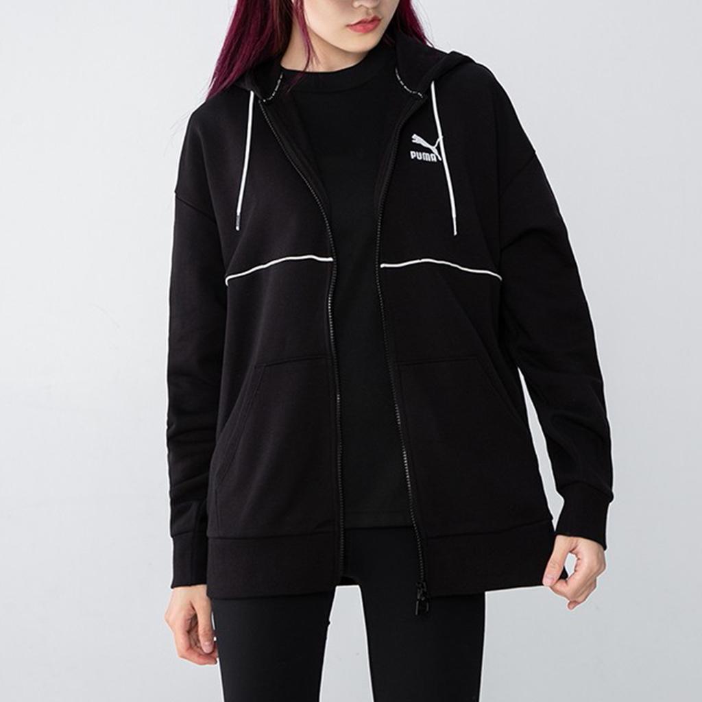 Puma Casual Sports Knitted Breathable Hooded Jacket Women Jacket Black 531700-01