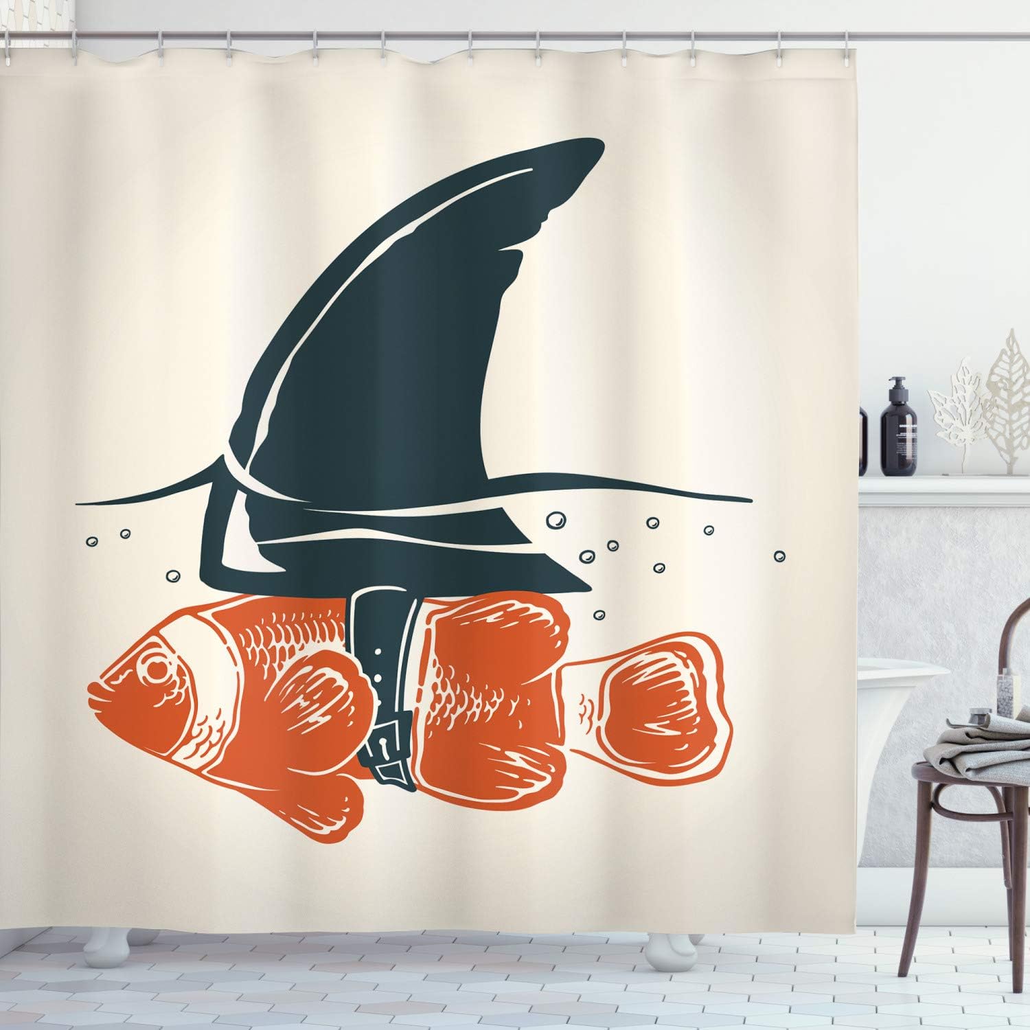 

Landscape Shower Curtain, Golden Gate San Francisco Sunny Summer Day Ocean Stones Touristic, Cloth Fabric Bathroom Decor Set 90x180CM