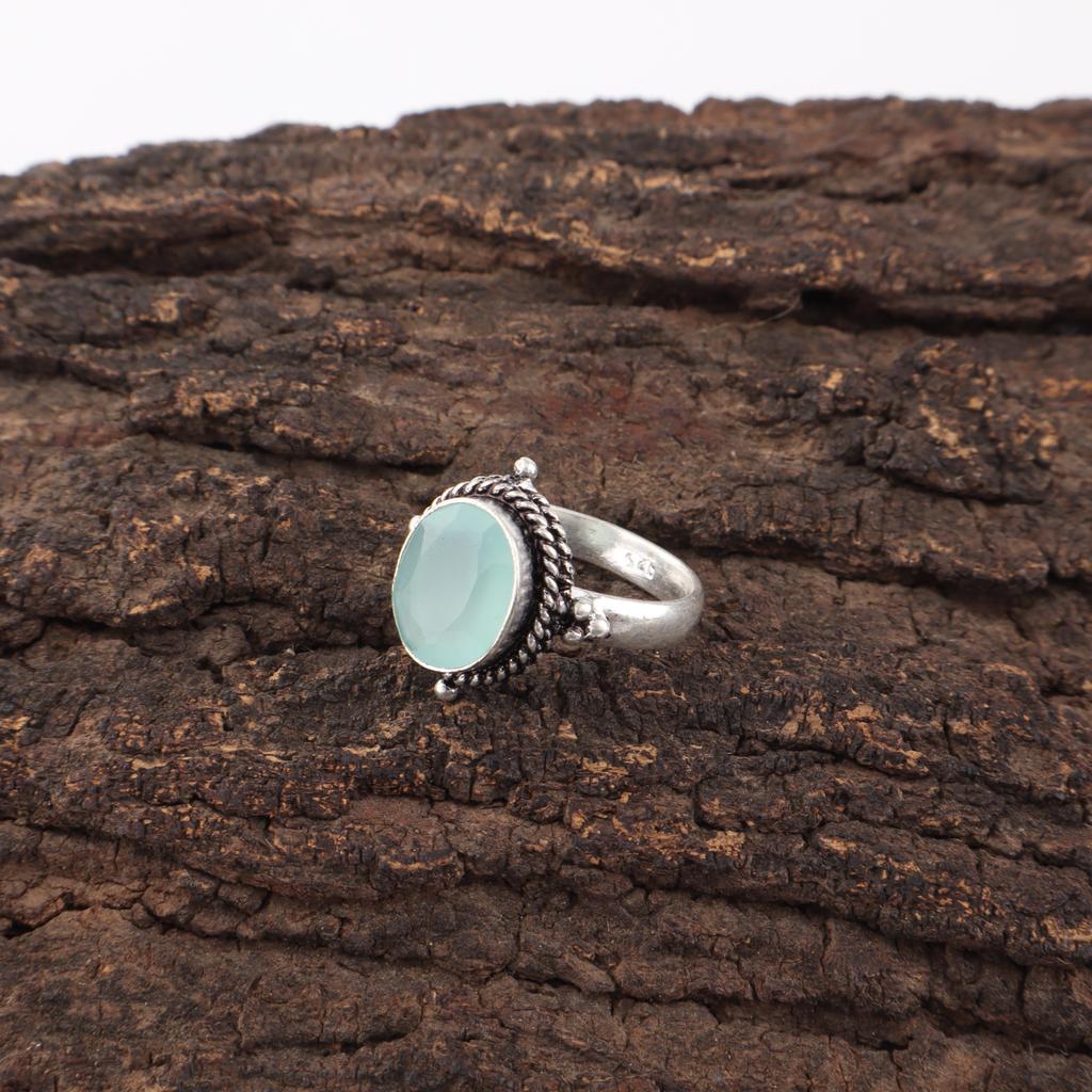 Aqua Chalcedony Handmade Ring Gorgeous Gemstone Jewelry, 925 Solid Sterling Silver Ring Unique Design Jewelry, For Women