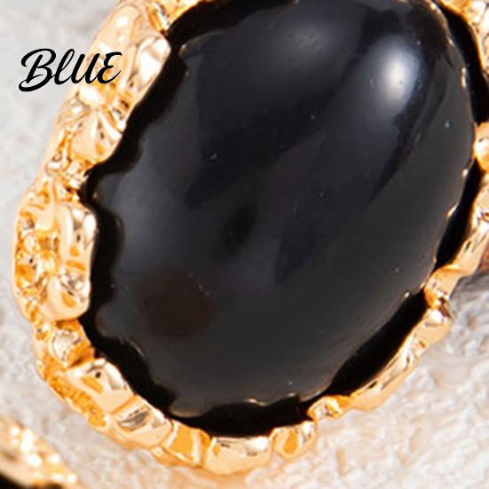 Hypoallergenic Feel Earrings 1 Pair Vintage Oval Stud for Women Retro Statement Textured Carved Gold Plated Gemstone Earrings Frame Chunky