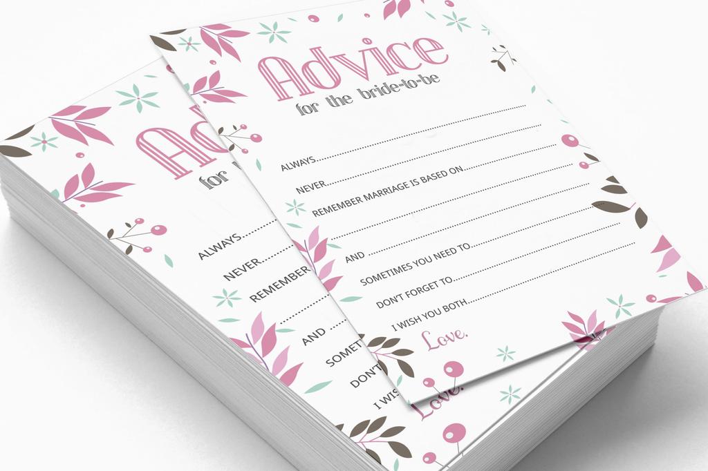 Inkdotpot Bridal Shower Games Advice For The Bride Set Of 50A  FloralA  Mad Libs Game