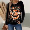 Halloween Women's Long Sleeve T-Shirt Pumpkin Skull Pattern Retro Fashion Round Neck Regular Top Everyday Weekend