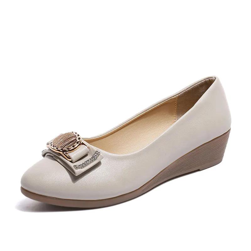 WTEMPO Bürodame Einfarbig Große Größe Spitzschuh Rutschfeste Pumps Damen Lässig Vielseitig Niedriger Dicker Absatz PU Schuhe