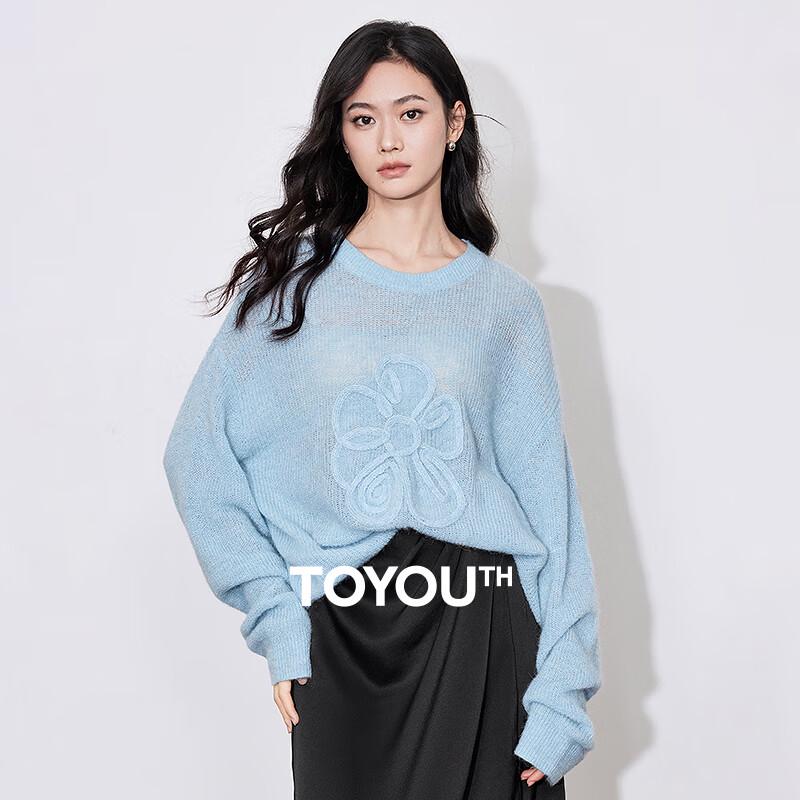 Chuyu Women's 3D Floral Mohair Blend Knit Sweater