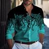 Top alla Moda da Uomo Primavera Casual Colletto Bottoni Stampato Manica Lunga