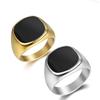 Korean Version of Epoxy Glossy Gold Titanium Steel Men's Couple Ring, Hip-hop Stainless Steel Oil Drop Ring Women