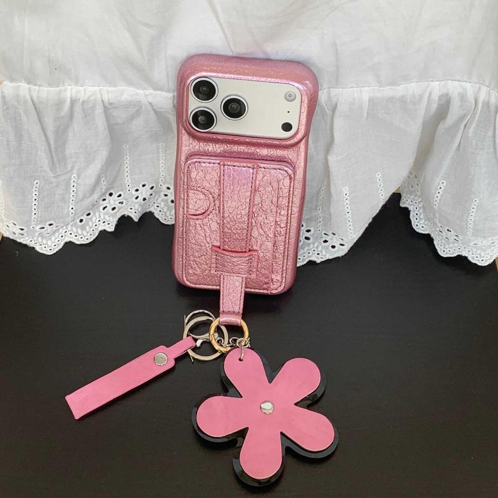 Flower Wrist Strap Card Holder & Coin Purse for iPhone 17 Pro Max/15 Pro/14 Case (Women's)