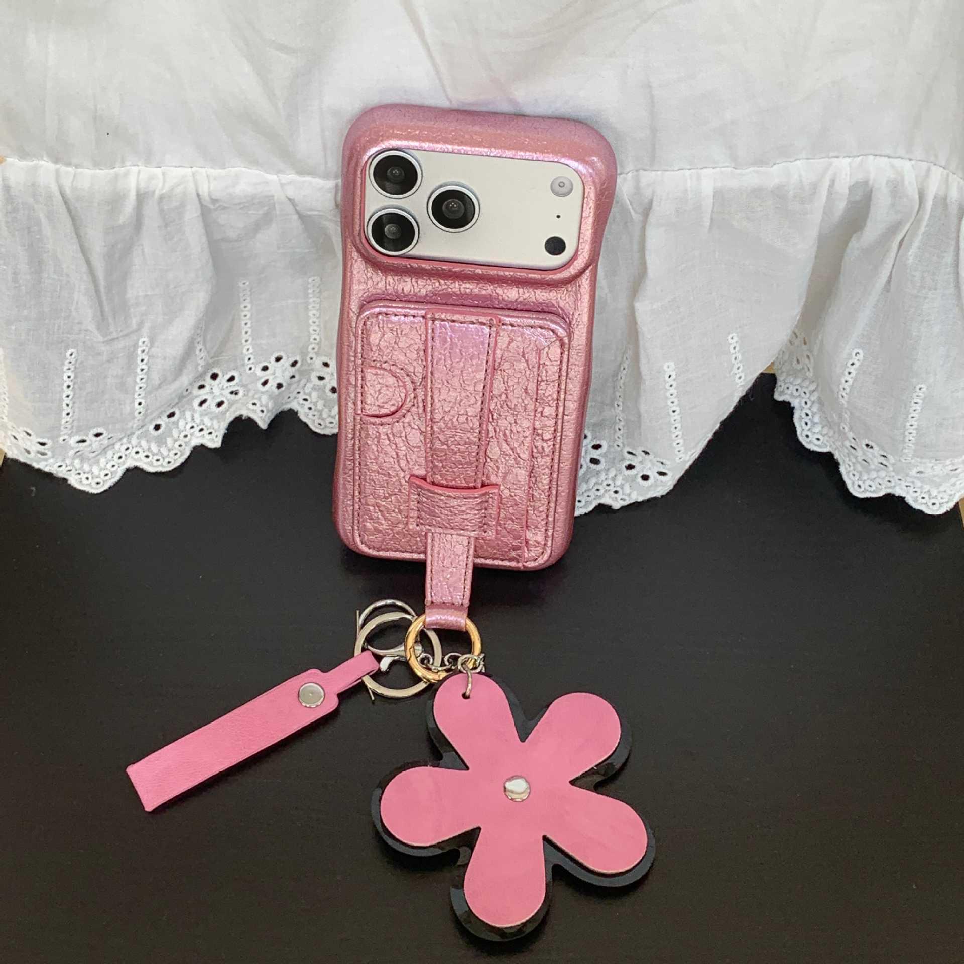 

Flower Wrist Strap Card Holder & Coin Purse for iPhone 17 Pro Max/15 Pro/14 Case (Women s) 17 Pro Max