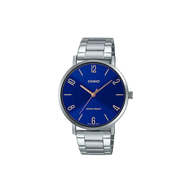 

Casio Standard Series Classic Minimalist Stylish Waterproof Quartz Movement Stainless Steel Strap Mens Watch Blue Dial Men watches MTP-VT01D-2B2 Blue Dial