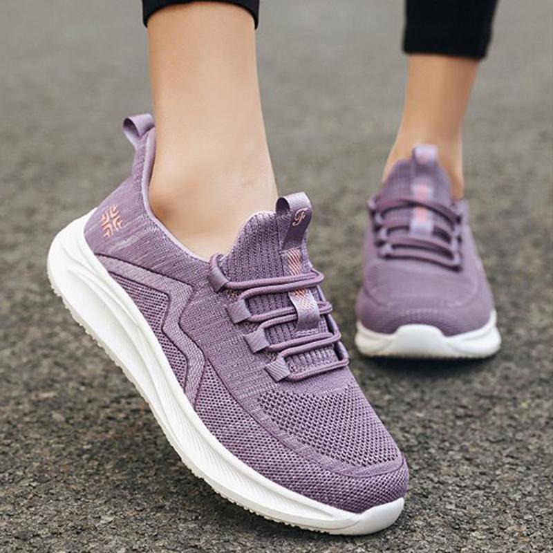 Spring Walking Shoes Female Ultra-light Soft Bottom Non-slip Comfortable Middle-aged Casual Fly Weaving Sports Women's Shoes