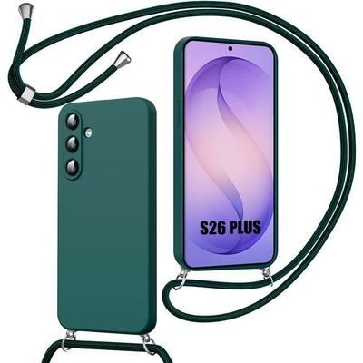 Case for Samsung Galaxy S26 Plus, Soft Shockproof Silicone Protection with Lanyard - Night Green