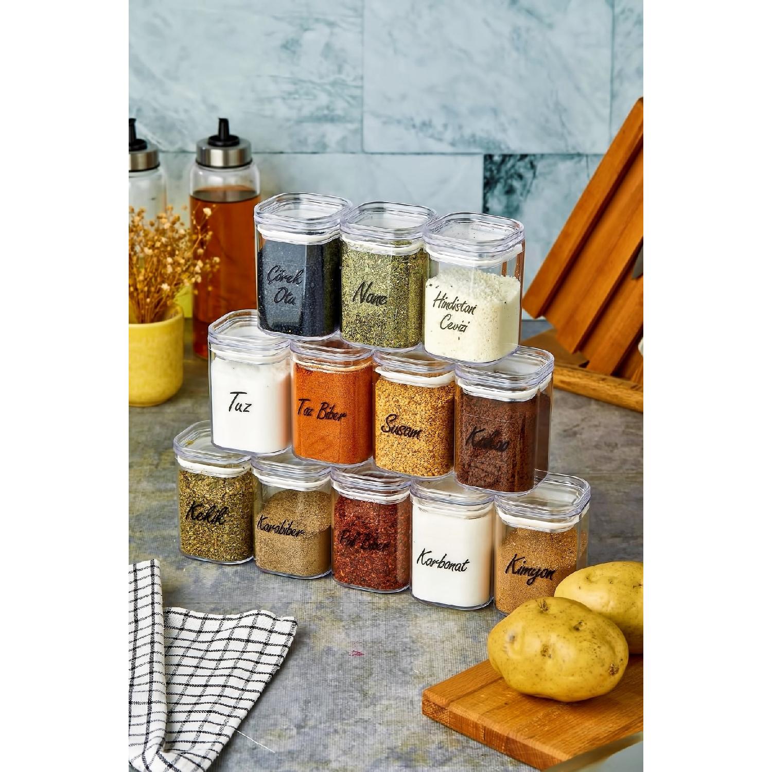 

Набор акриловых специй 12 шт. 200 мл с прозрачной этикеткой