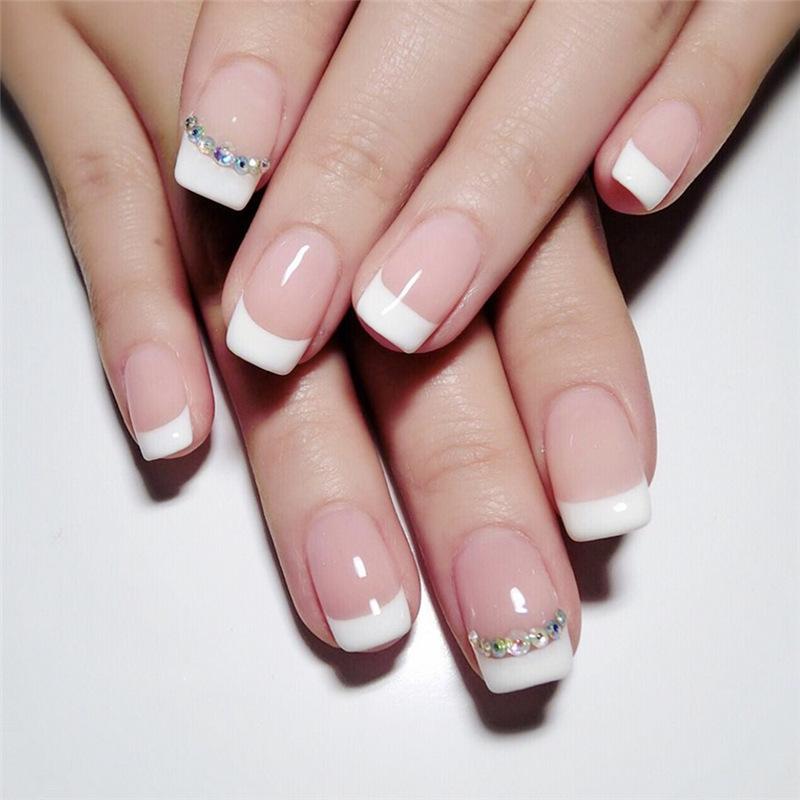 24Pcs Purple Bunny Design Full Coverage Press On Nails Artificial Removable Fake Nail Art Acrylic False Nails Finished