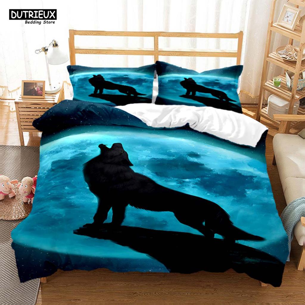 Comforter Wolf Digital Print Polyester Bedding Sets Child Boys Set For Teens Bedding Set Bed Comforter Set