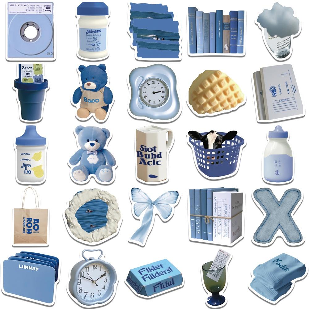 50 Blatt Blaue DIY Wasserdichte Sticker Zur Dekoration Stilvolles und Einzigartiges Design Für Tablets, Handys, Kühlschränke und Mehr