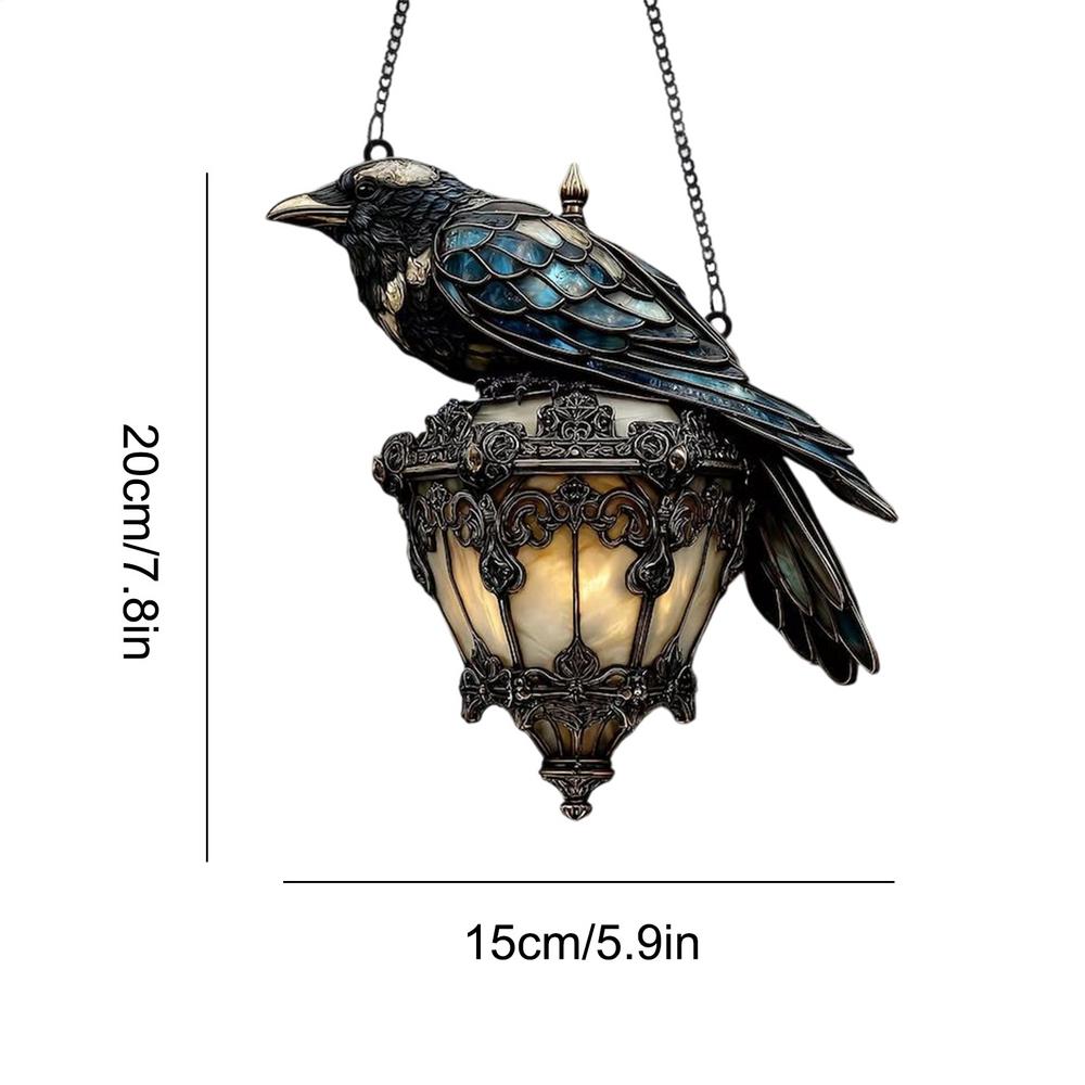 Crow Halloween Decor Halloween crow stained glass lantern 2D Acrylic Sign gothic chandelier decorative pendant for Garden