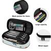 Pen Case Practical Strong Polyester Fabric Zipper Closure with Main Pocket Mesh Layer and Removable Pen Divider for Students
