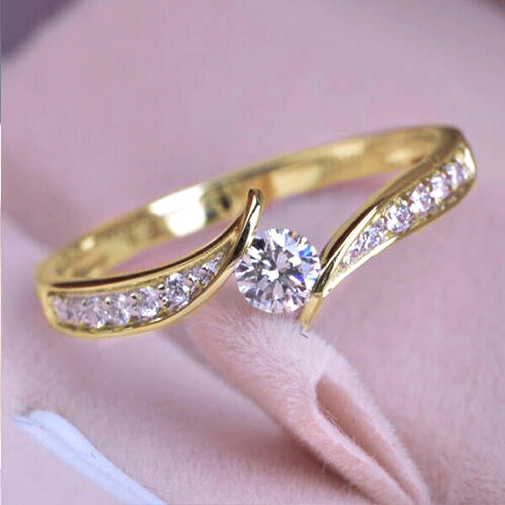 Huitan Minimalist Engagement Wedding Rings for Women Round Cubic Zirconia Simple Elegant Female Accessories 2022 Fashion Jewelry