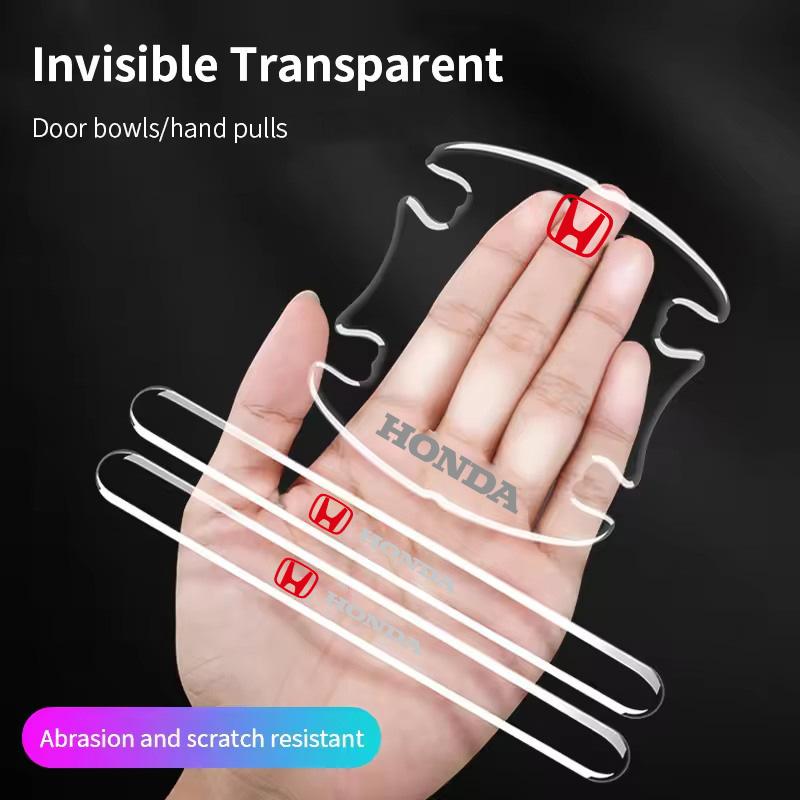4/8Pcs Car Door Bowl Handle Protect Sticker Transparent Anti-scratch Strip For Honda Accord Odyssey Civic CRV Inspire Envix City