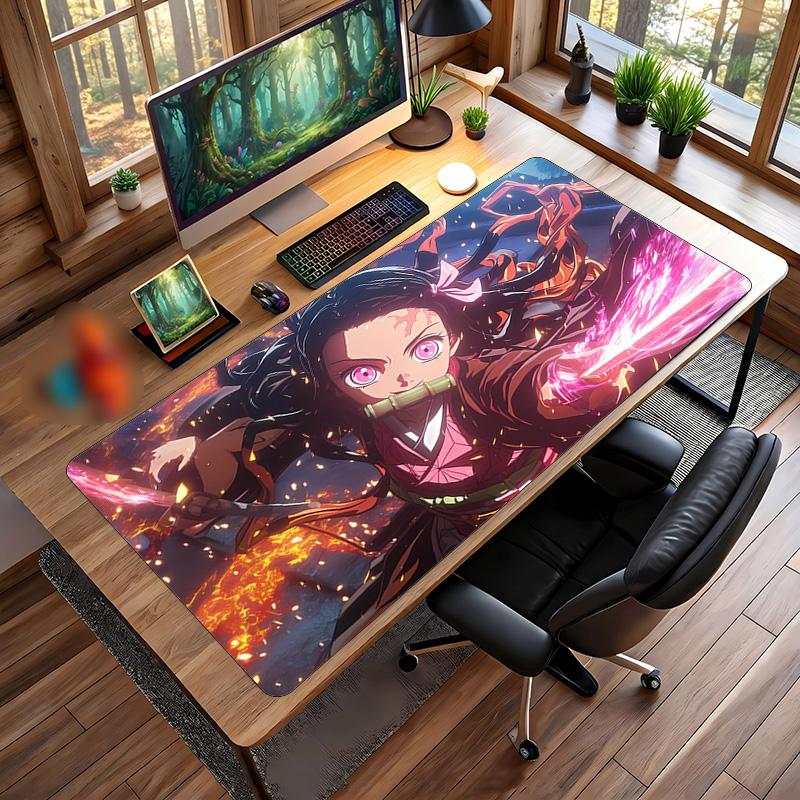 Podložka pod myš s potiskem Nezuko Kamado, protiskluzová, voděodolná, gumová podložka na stůl pro hraní, kancelář, notebook, domácí dekorace, dárek