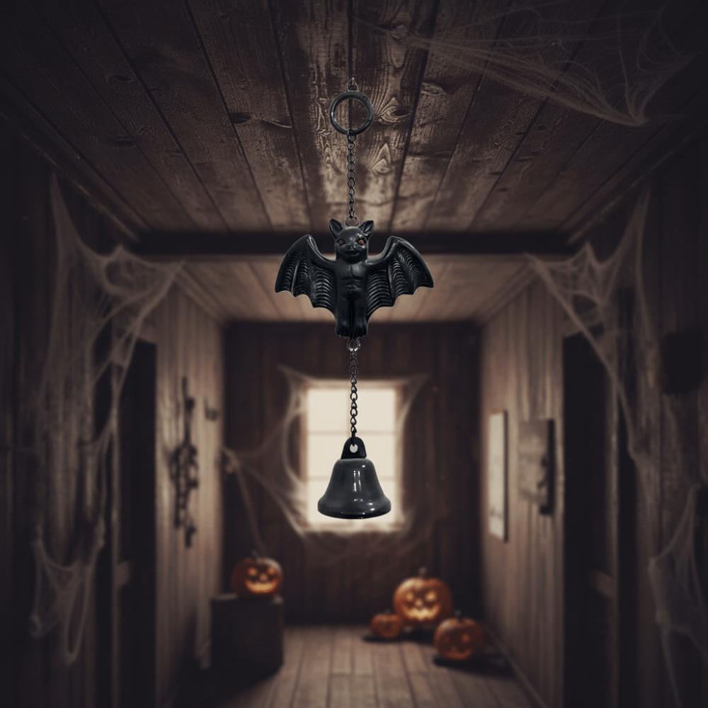 Weather Resistant Spooky Hanging Bell Hand Painted Pumpkin Ghost Pendant Window Sill