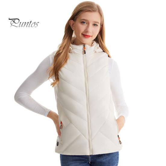 

Жіночий осінньо-зимовий жилет з підігрівом, 11-зонний підігрів, 3 температури, застібка, кишені на блискавці, однотонний теплий м’який жилет без рукавів для домашніх прогулянок M бежевий