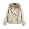 Womens Fall Loose Short Trench Jacket With Fur Collar Streetwear Outerwear 3811243