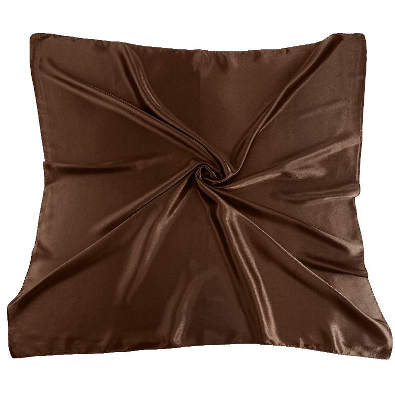 

New Luxury Women Satin Square Head Scarves Silky Scarf Bandana for Hair Wrapping and Sleeping Handkerchief Headscarf 90*90cm One Size колір темно кави